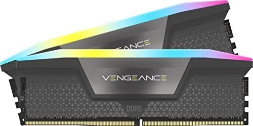 CORSAIR VENGEANCE RGB DDR5 64GB (2x32GB) DDR5 6000MHz CL30 AMD EXPO Intel XMP iCUE Compatible Computer Memory – Gray (CMH64GX5M2B6000Z30)