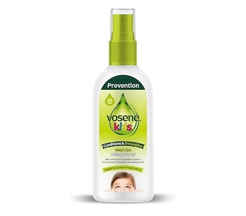 Vosene Kids Apple & Lemon Head Lice Defence Spray 150ml, Conditioning and detangling Natural Head lice Repellent with Tea Tree Leaf, citronella and Eucalyptus Oil, Helps to Keep headlice at Bay.