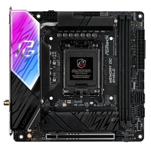 Asrock B860I LIGHTNING WIFI, Intel B860, 1851, Mini ITX, 2 DDR5, HDMI, TB4, Wi-Fi 6E, 2.5G LAN, RGB, 2x M.2, photo 1 of 1