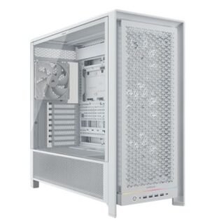 Corsair FRAME 5000D RS Modular Gaming Case w/ Glass Side, E-ATX, 4x PWM Fans, InfiniRail Fan Mounting, USB-C, ARGB Strip, Asus BTF Compatible, White