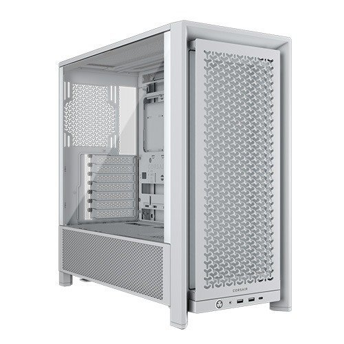 Corsair FRAME 4000D Modular Gaming Case w/ Glass Side, E-ATX, No Fans, InfiniRail Fan Mounting, USB-C, Asus BTF Compatible, White, photo 1 of 1