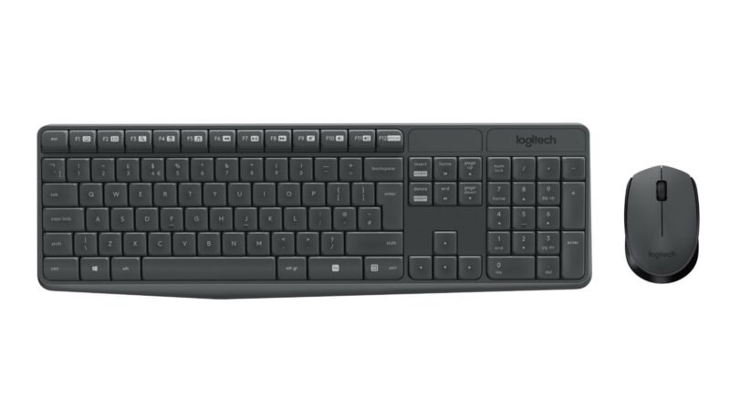LOGITECH MK235 Keyboard & Mouse - USB Wireless RF - French - Grey - USB Wireless RF - Optical, photo 1 of 1