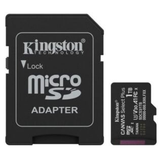 Kingston 1TB Canvas Select Plus Gen3 MicroSDXC Card with SD Adapter, UHS-I Class 10, U3, V30, A1 App Performance, 150MB/s