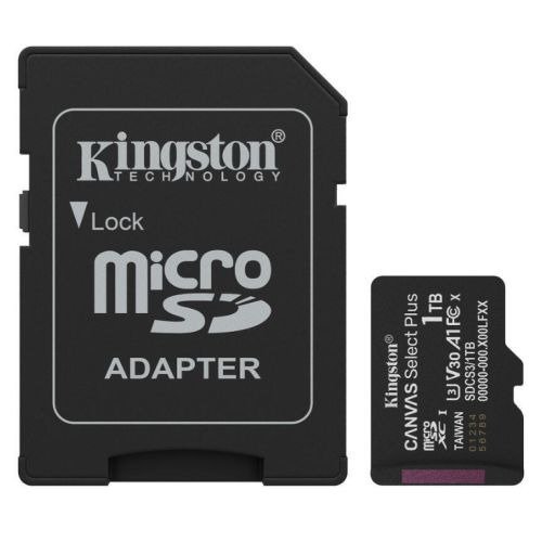 Kingston 1TB Canvas Select Plus Gen3 MicroSDXC Card with SD Adapter, UHS-I Class 10, U3, V30, A1 App Performance, 150MB/s, photo 1 of 1